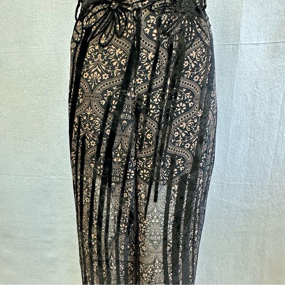 Topshop sheer pants with built in shorts velvet stripe detail size 12 goth - Picture 9 of 15